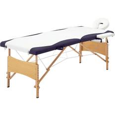 vidaXL Foldbart massagebord 2 zoner træ hvid og lilla