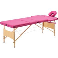 vidaXL Foldbart massagebord 3 zoner træ pink