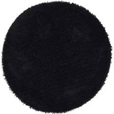 Round Black Shaggy Rug