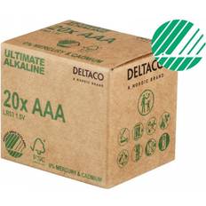 Aaa lr03 batteri Deltaco Ultimate Alkaline AAA-batteri, 20-pack (Bulk)