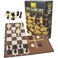 Board Games M.Y 3-in-1 Chess Checkers and Tic-Tac-Toe Game Set