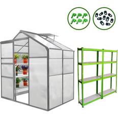 Invernaderos 6ft 4ft Greenhouse & 2 Greenhouse Polycarbonate Walk-in Base Option Sliding