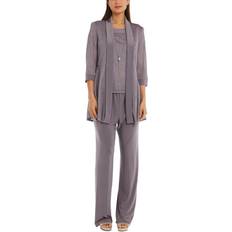 Long Sleeves - Women Suits R&M Richards Metallic Pantsuit, Shell & Necklace Set