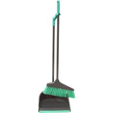 Cleaning Equipment & Cleaning Agents JVL Long Handle Dustpan Bristle Brush Set Grey/Turquoise