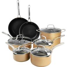 Pour Spouts Cookware Sets Martha Stewart Copper Hard Anodized Nonstick Cookware Set with lid 12 Parts