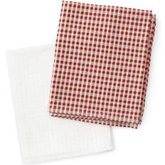 Røde Kjøkkenhåndklær Menu Troides Tea Towel 40x67 2-pack Burnt Kjøkkenhåndkle Hvit, Rød