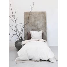 Omhu OMHU Mini Strib Dynebetræk Hvid, Beige