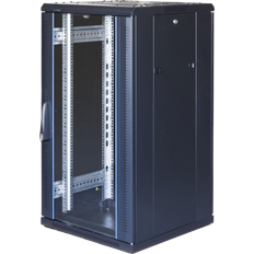 Rackskab 19" G9 gulvskab, 22U, 600x600, glaslåge, sort