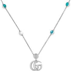 Topaz Necklaces Gucci Double G Necklace - Silver/White/Turquoise/Topaz