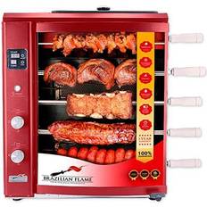 Brazilian Flame Red Brazilian Gas Rotisserie Grill with 5 Skewers Upper Tray, BG-05LXK-RED