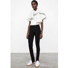 Uld Sleek Leggings Med Lynlås Accents - Sort