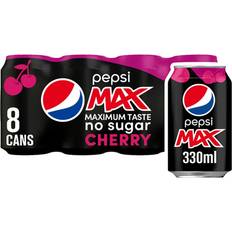 Pepsi Max Cherry No Sugar Cola Can 33cl 8Paquete