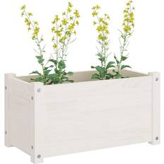 VidaXL Buiten Bloembakken vidaXL Plantenbak 60 x 31 x 31 cm Massief Grenenhout Wit