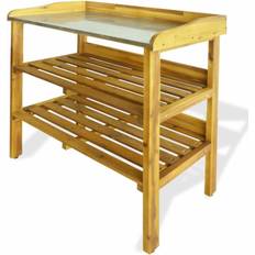 vidaXL Potting Bench with 2 Acacia Zinc