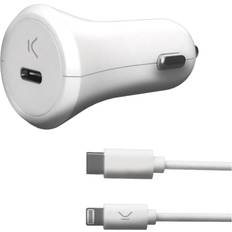 Apple 18w Ksix USB biloplader MFI 18W Hvid