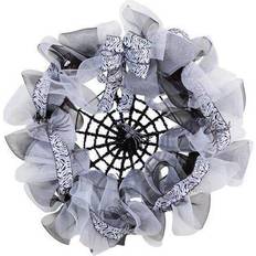 Garlands & Confetti Nearly Natural 26 in. Halloween Spider Web Mesh Wreath