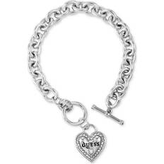 Guess Bracelets Guess Logo lock Toggle Closure Charm Bracelet - Silver/Transparent