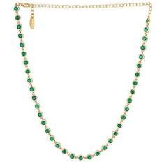 Ettika Bezel Choker Necklace - Gold/Green