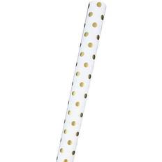 Party Supplies Jam Paper White with Gold Foil Dots Wrapping All Occasion 25 Sq. ft. 1/Pack