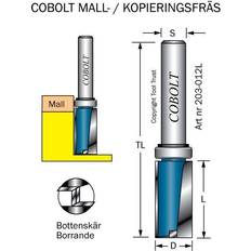 Cobolt Elverktygstillbehör Cobolt Cobolt 203-012L Mallfräs med styrlager