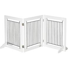 Pawhut Wooden Pet Gate Foldable Puppy Fence for Small Dogs