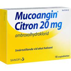 Mucoangin Receptfria läkemedel Mucoangin Citron Sugtablett 20 Mg Ambroxolhydroklorid 18