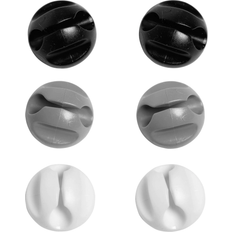 Kabelclips 6-pack Svart/Grå/Vit
