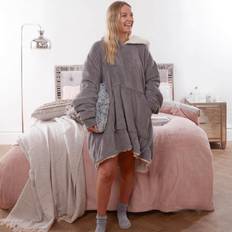 Sienna Super Soft Sherpa Hoodie Fleece Filt Röd, Rosa, Svart, Grå, Blå, Silver, Natur (14.57x)