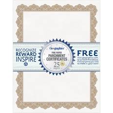 Geographics Parchment Paper Certificates, 8-1/2 in. in., Optima