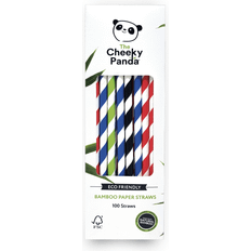 The Cheeky Panda Pajitas de bambú de papel multicolor Paquete de 100 pajitas 100% biodegradable, sin plástico, ecológico, fuerte y sostenible