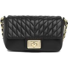 Karl Lagerfeld Paris Women's Mini Agyness Quilted Leather Crossbody Bag Black Gold Black Gold one-size