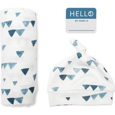 Bamboo Baby Care Mary Meyer Lulujo Bamboo Hat and Swaddle Blankets-Navy Triangle