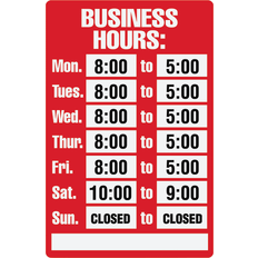 Red Office Papers Cosco Business Hours Sign Kit, 8x12" 098071