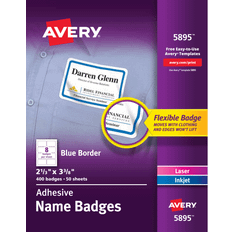 Labels Avery Flexible Adhesive Name Badge Labels, 2 3/8, BE, 400/BX