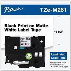 Brother tze tape Brother TZe-M261 Adhesive Laminated Labeling Tape Black on Matte White 3.6 cm x 8 m