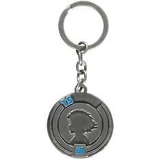 Silver Wallets & Key Holders CAPTAIN TSUBASA Tsubasa 10 Logo Metal Keychain Black