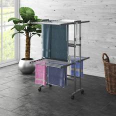 Gulve Tørrestativer vidaXL Tørrestativ 2 niveauer med hjul 60x70x106 cm sølvfarvet
