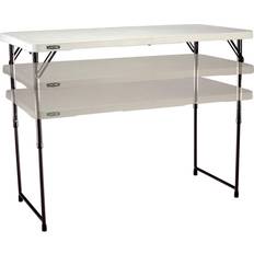 4 Fold-In-Half Adjustable Table White Granite