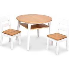 Role Playing Toys Melissa & Doug 3-Piece Wooden Round Table Chairs Set neutral one-size