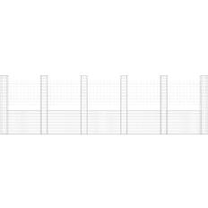 vidaXL U-shape Gabion Basket with 6 Posts Iron Basket Fence