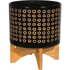 Large black flower pots Benjara 9.75 in. Black Large