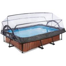 Piscine Autoportanti Exit Toys Piscina con pompa a filtro e cupola per bambini Wood 220 x 150 x 65 cm Marron