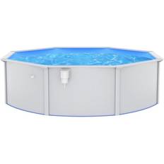 120.0 cm Freestanding Pools vidaXL Swimming Pool with Steel Wall Round 460x120 cm White