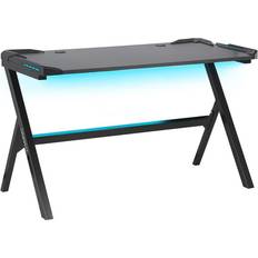 Beliani Modern Gaming Desk with RGB LED Light 120 MDF Home Office Black Danvers - Black