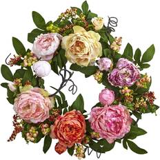 Mixed Peony and Berry Artificial Wreath