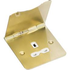 Laiton Bandes électriques et rallonges Knightsbridge 13A 1G unswitched floor socket brushed brass with white insert