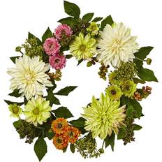 Nearly Natural Wreaths Cream Dahlia Mum