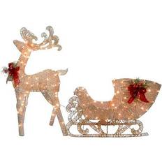 Christmas Lights National Tree Company Reindeer and Santa’s Sleigh with LED Lights Christmas Lighting