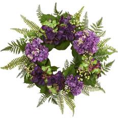 Purple Flowers Nearly Natural 24â Purple Hydrangea with Wreath