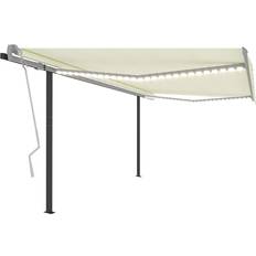 vidaXL Toldo Manual Retráctil Con LED Crema 4x3 m